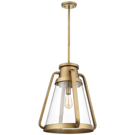 Nuvo Everett 1-Light 18-Inch Pendant - Natural Brass with Clear Glass 60/7564